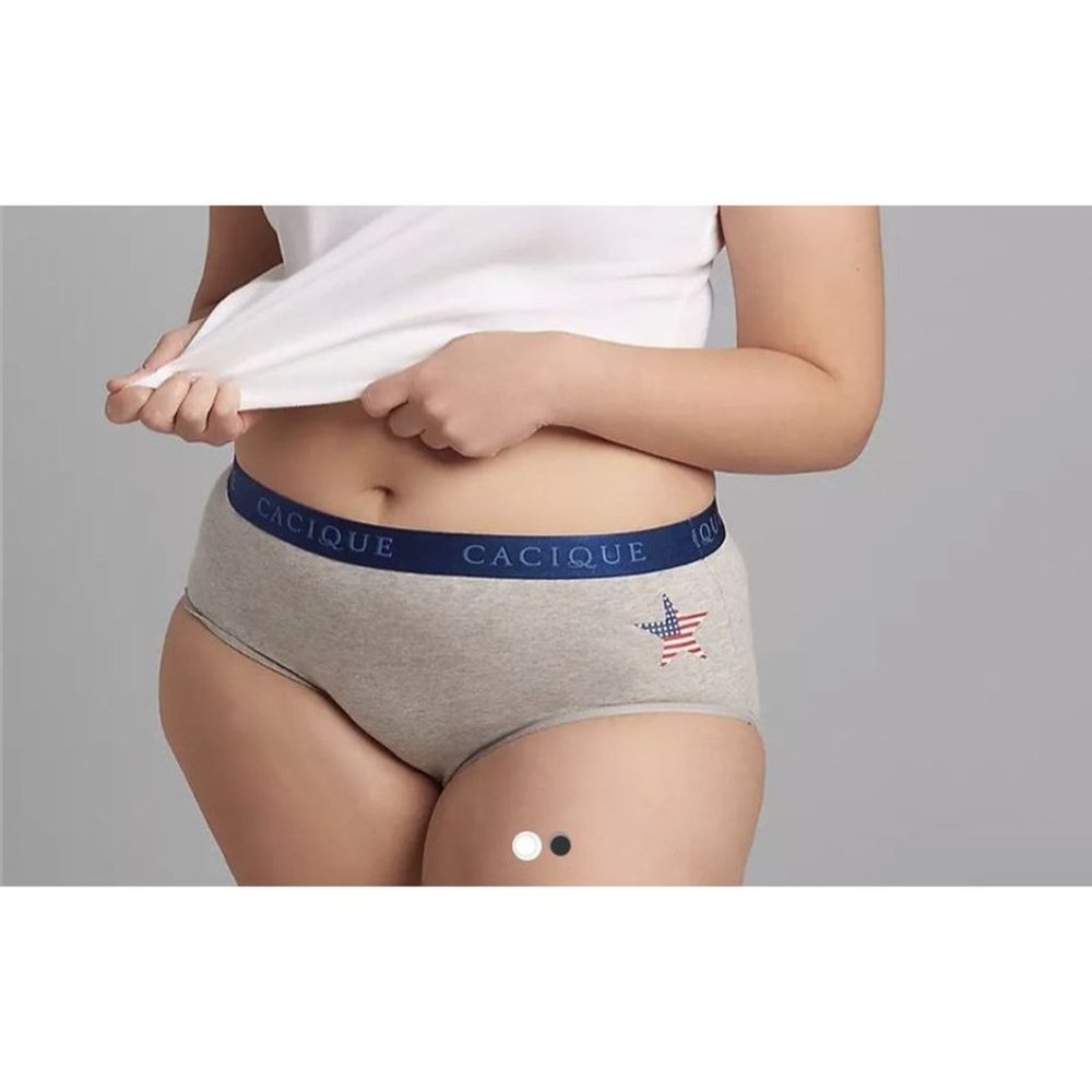 NEW Lane Bryant Cacique Cotton High Leg Brief Gray Stars & Stripes 22/24